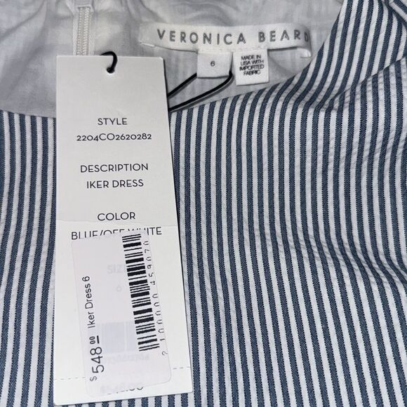 NWT Veronica Beard Iker Stripe Cotton-Blend Mini Dress Blue/White Size 6 - Picture 14 of 16